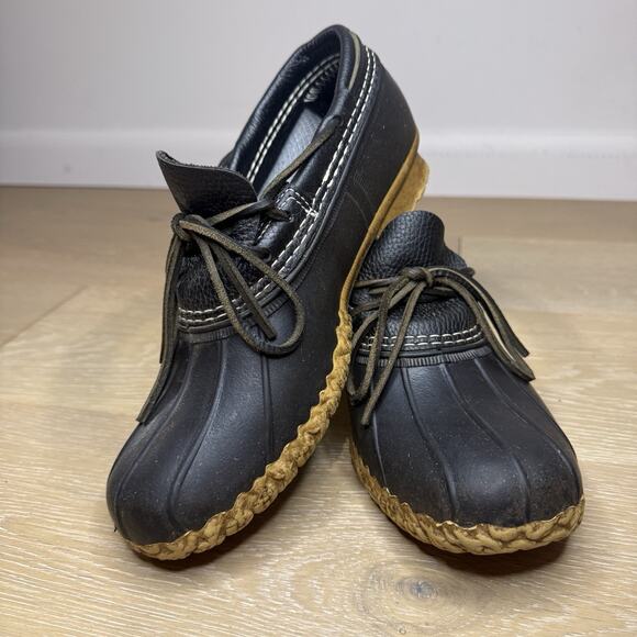 LL Bean Black Low Moc Duck Bean Boots Women’s 9 M Made in USA - Picture 7 of 7